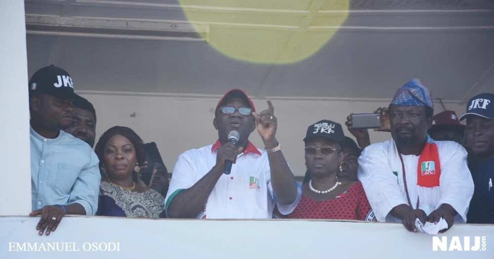 Fayemi addressing supporters in Ado Ekiti
