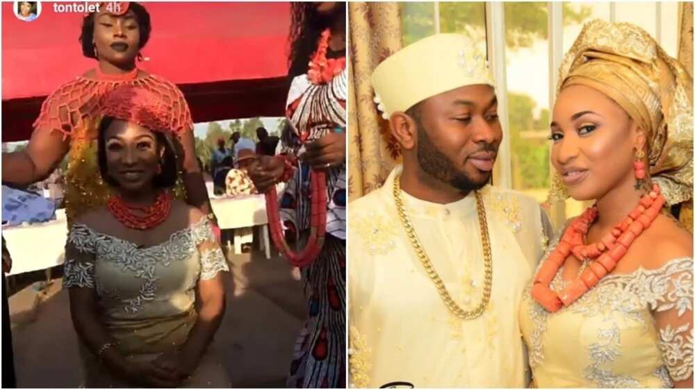 Tonto Dikeh wears her traditional marriage outfit for her chieftaincy ceremony (photos)