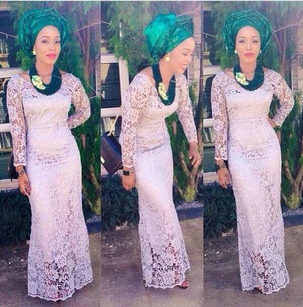 ankara white lace dresses