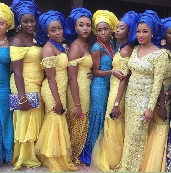 Yellow and blue Aso Ebi