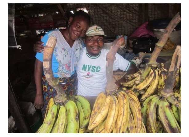 Corp member celebrates mother who sold plantain to educate him