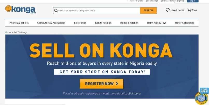 Konga seller registration page
