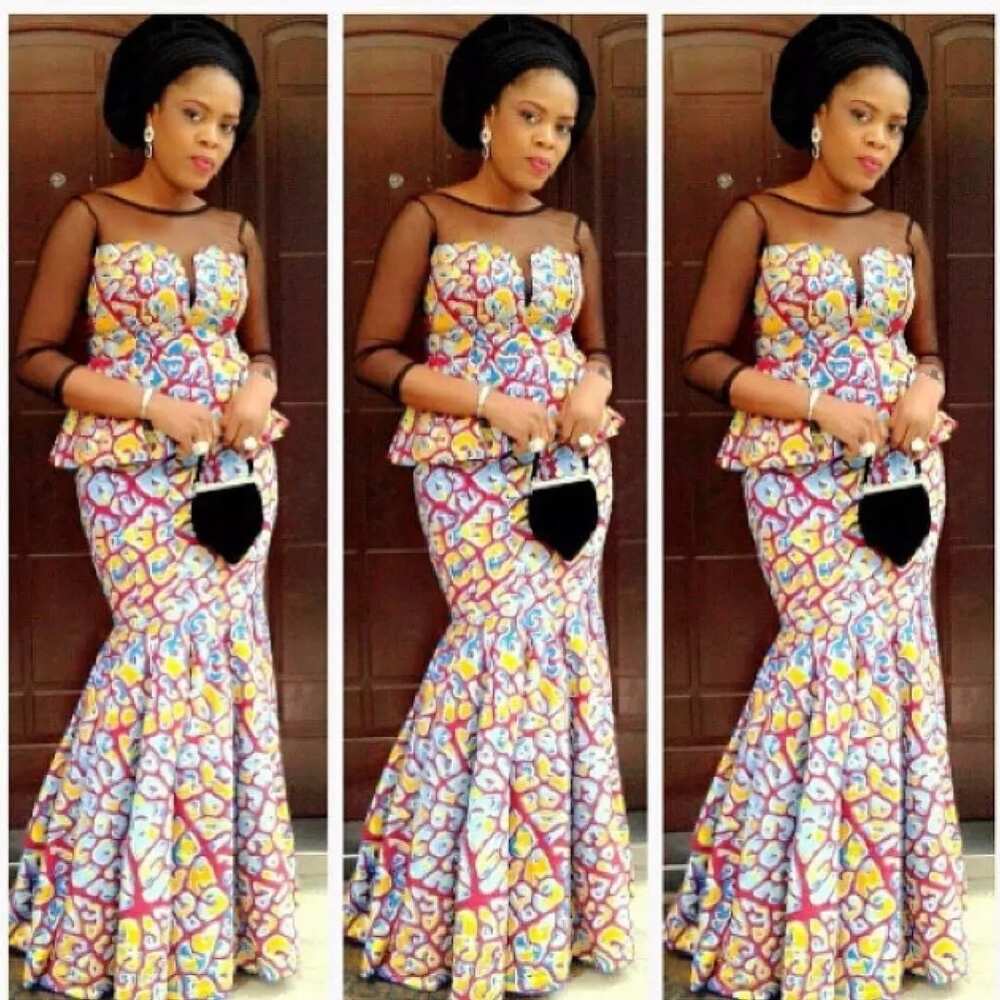 Ankara skirt and blouse style and lace