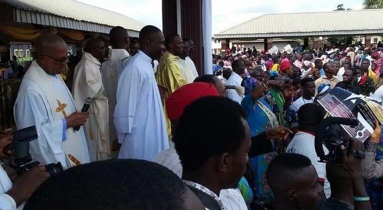 Family members of Reverend Father being ordained storm church with masquerades in Imo (photos) Family members of Reverend Father being ordained storm church with masquerades in Imo (photos)