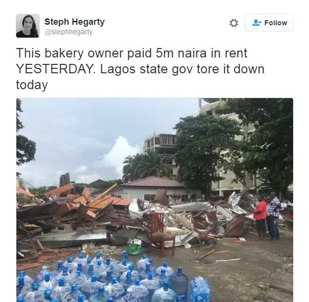 Lagos state government tore down N5m bakery (photo)