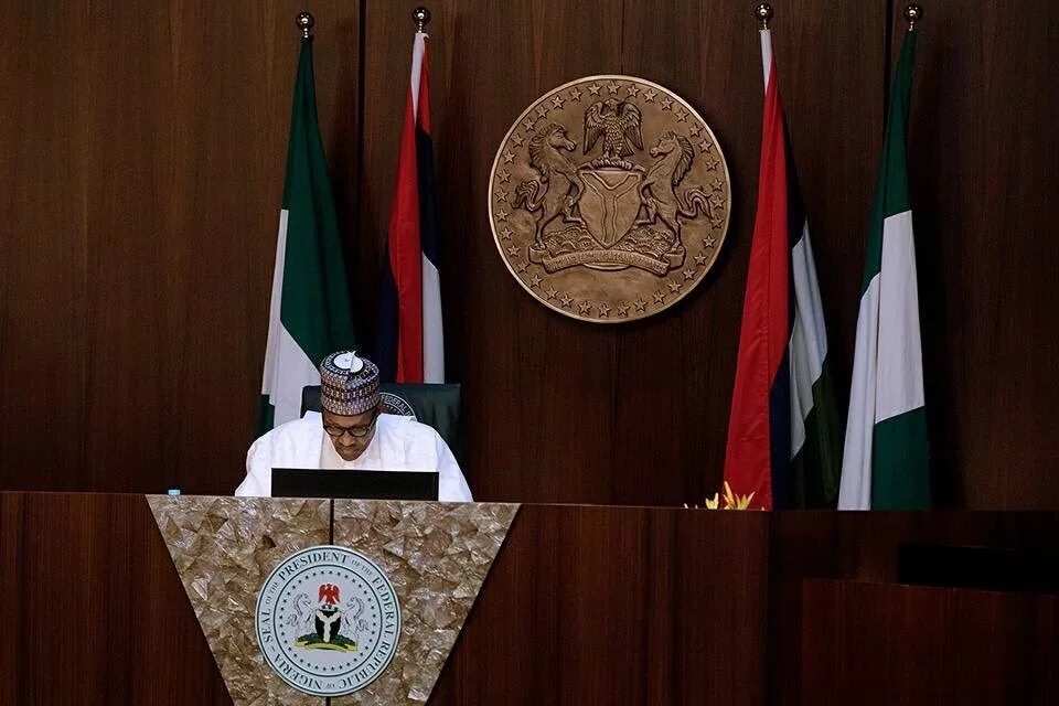 President Muhammadu Buhari during the FEC meeting. Photo credit: Facebook, Femi Adesina