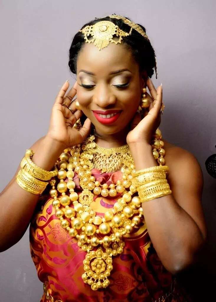 Bead designs for traditional wedding in Nigeria gold
