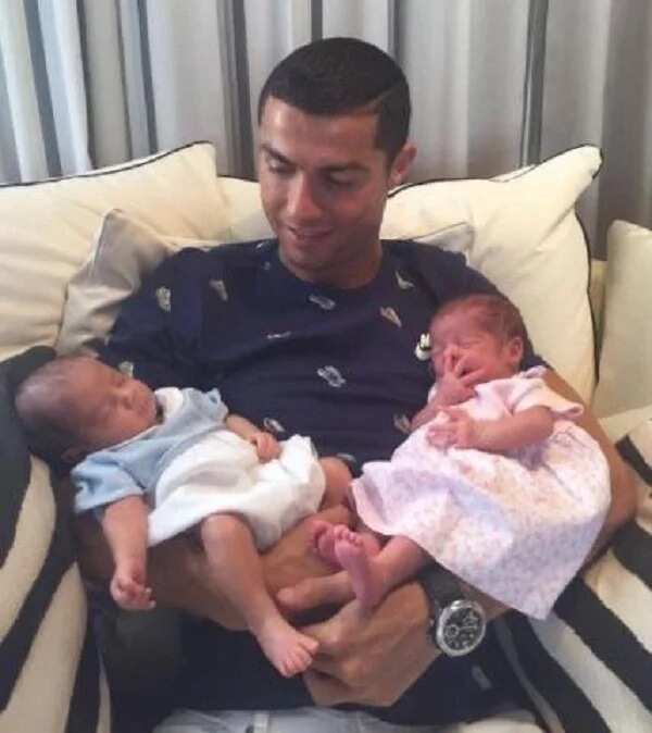 Cristiano Ronaldo with his new-born twins