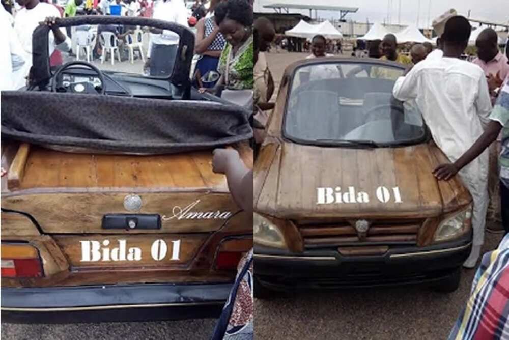 Talented Nigerian man constructs a car from wood (photos)