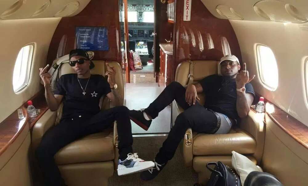 Wizkid and Davido on Davido's private jet