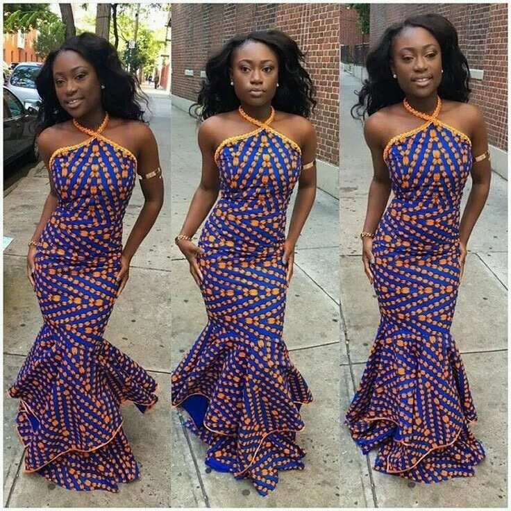 Ankara maxi dress with frills