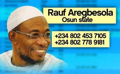 Phone numbers of serving governors in Nigeria published