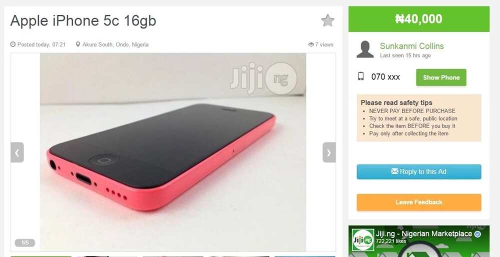 iPhone 5c price in Nigeria