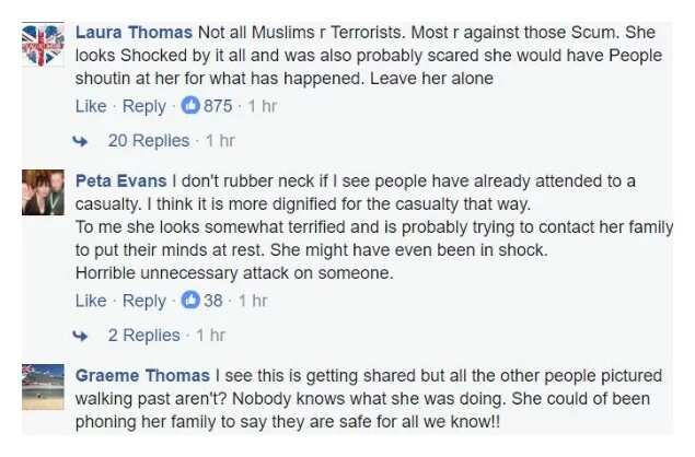 Is she heartless? Muslim woman seen walking through London attack