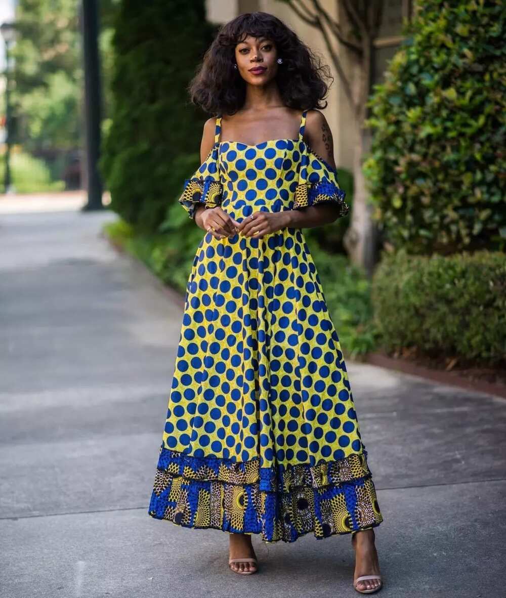 Ankara long dress with polka dots