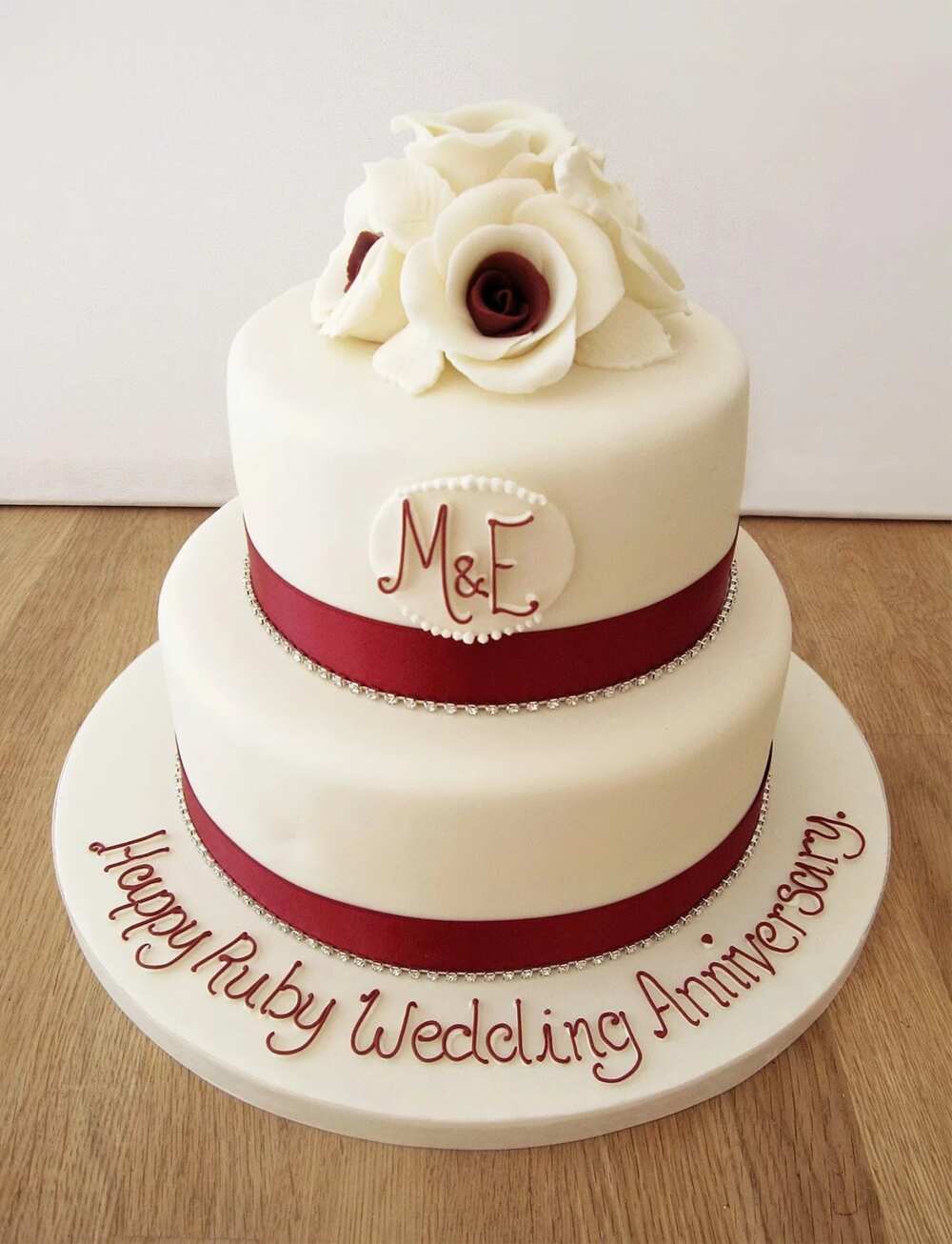 Ruby wedding anniversary cake with names