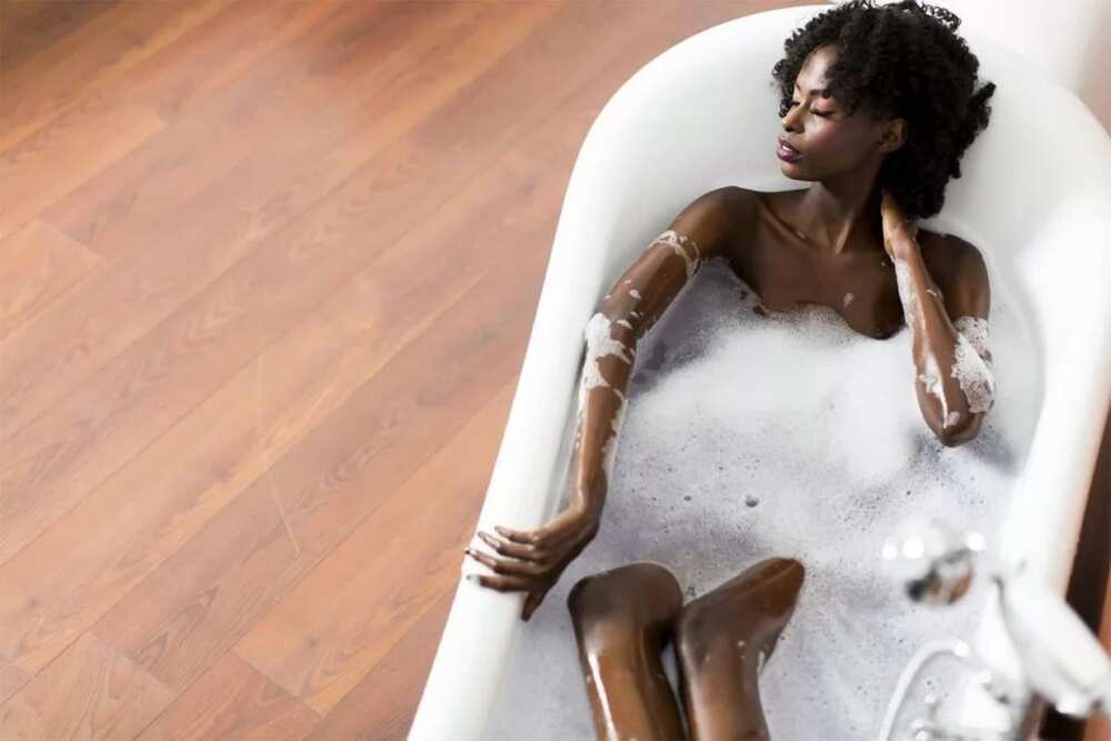A woman in a bath