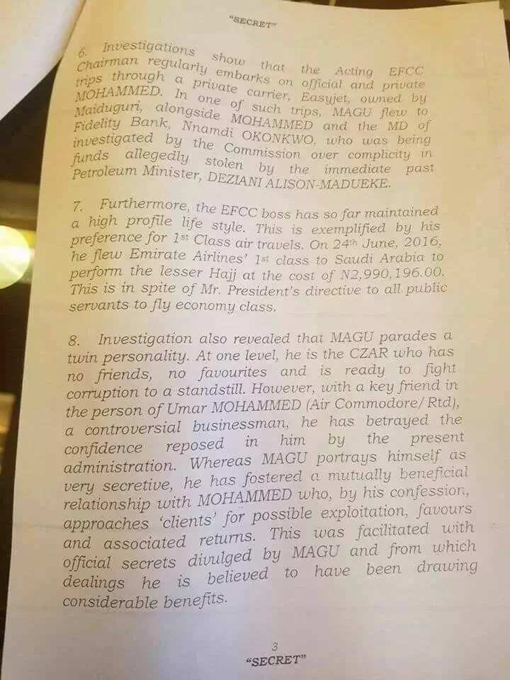 Photos of DSS report that indicted Ibrahim Magu