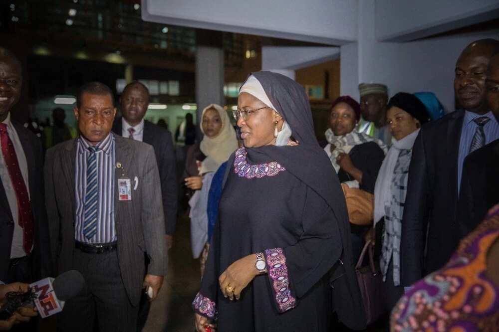 BREAKING: Aisha Buhari returns from UK, makes striking revelation over President's health