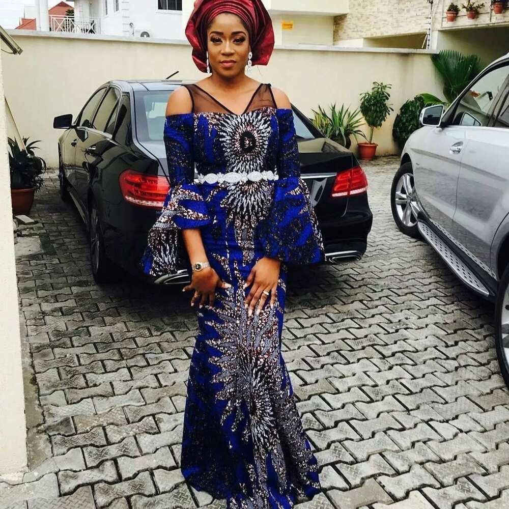 Ankara style for Aso Ebi with flared sleeves