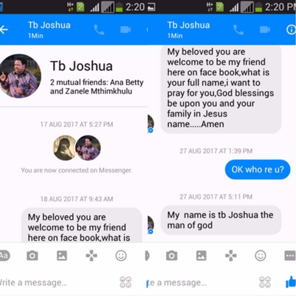 Nigerian man allegedly tries to scam man, claims to be TB Joshua