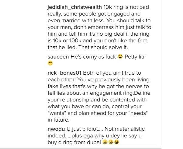 Hehehehe! Lady wants to call off engagement because her fiance got her a N10k ring