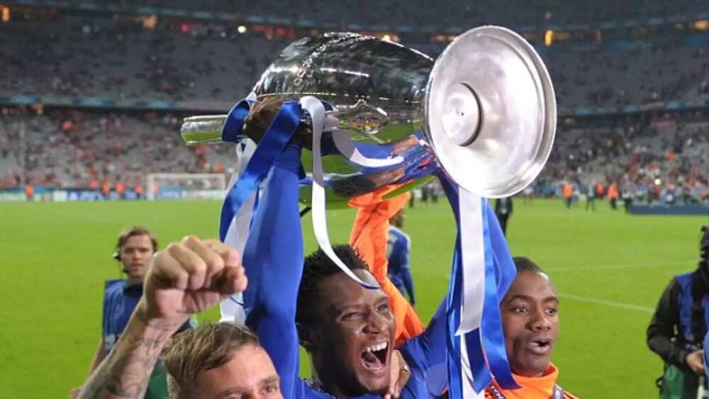 Mikel Obi with a Cup