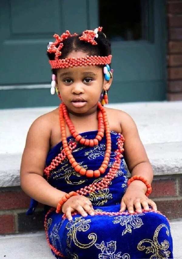 Igbo traditional attire for girl with corals