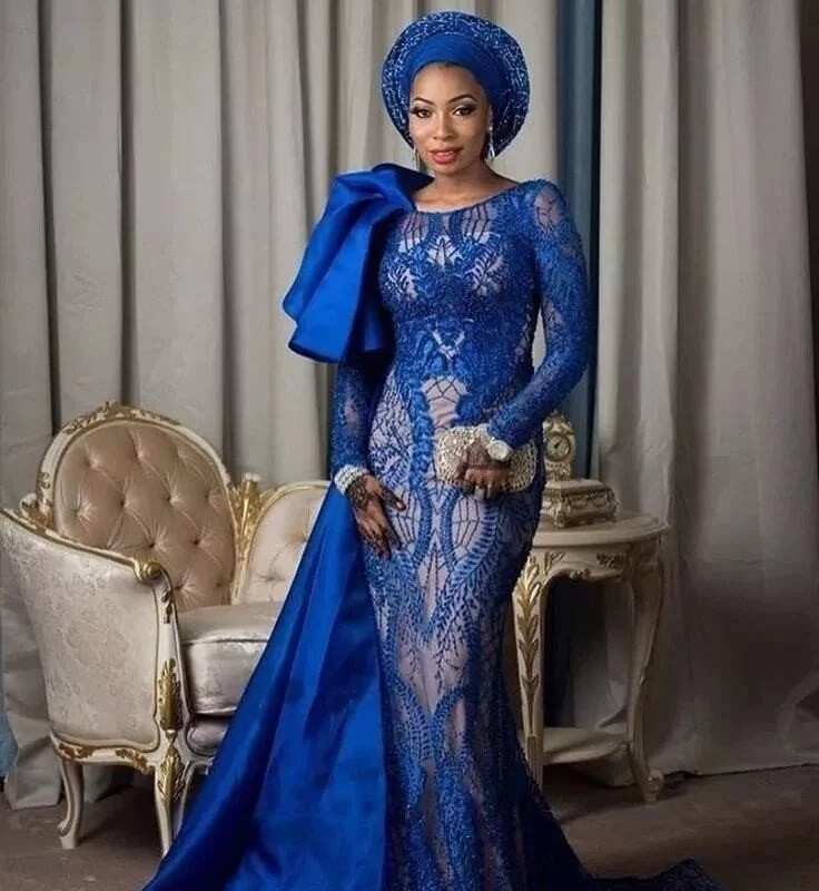 Latest fashion styles in Nigeria 2017, Blue Lace dress