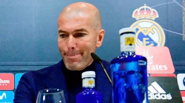 Zidane at the press conference following his announcement to Real Madrid.