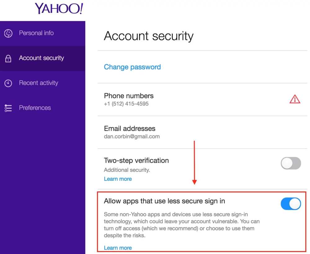 Yahoo mail sign in settings - how to change? Security changes