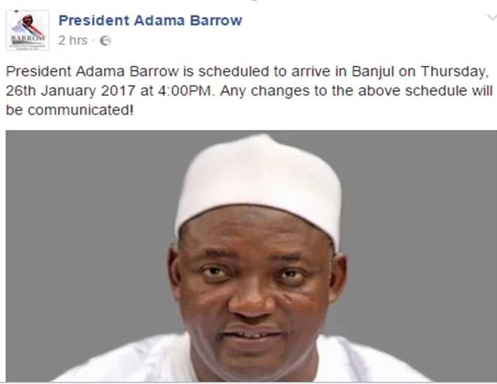 President Adama Barrow to return to Gambia on Thursday