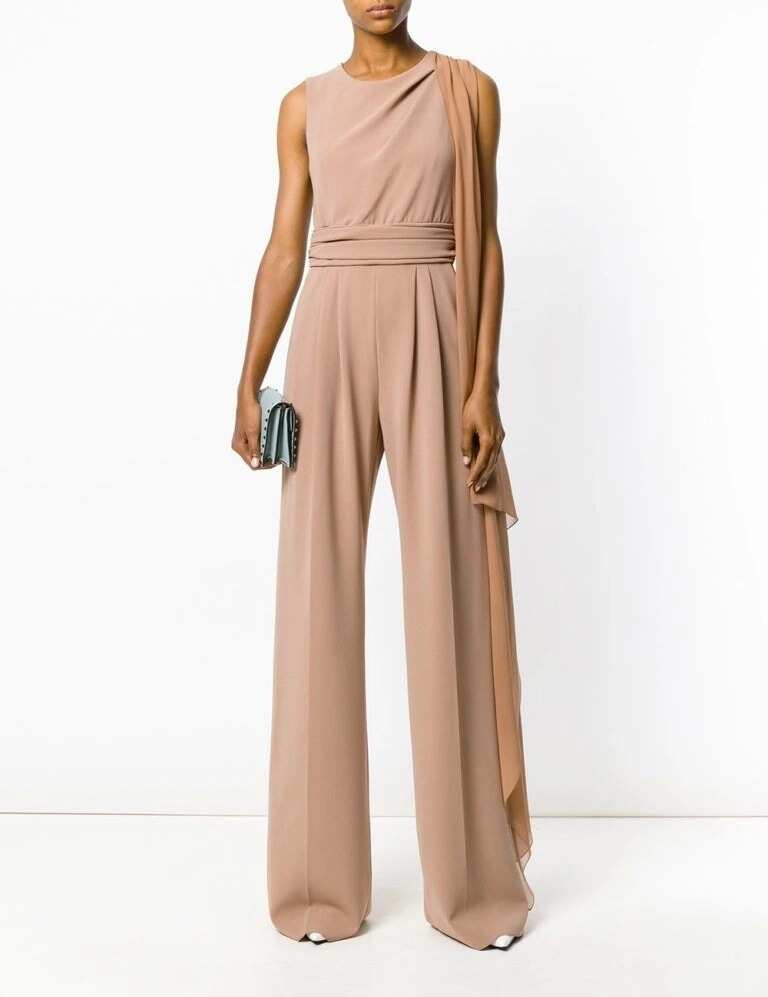 Evening jumpsuit with wide trousers