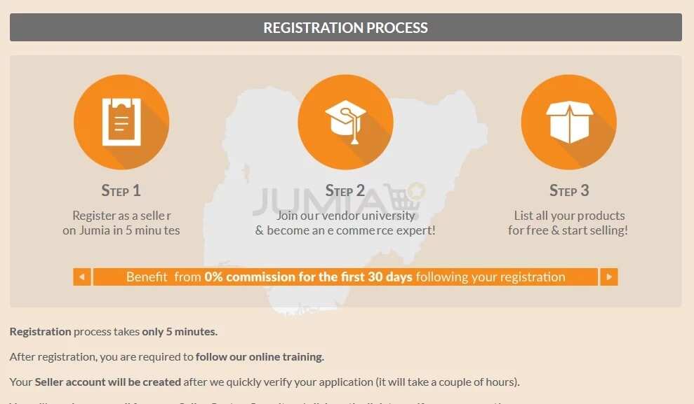 Jumia seller registration page