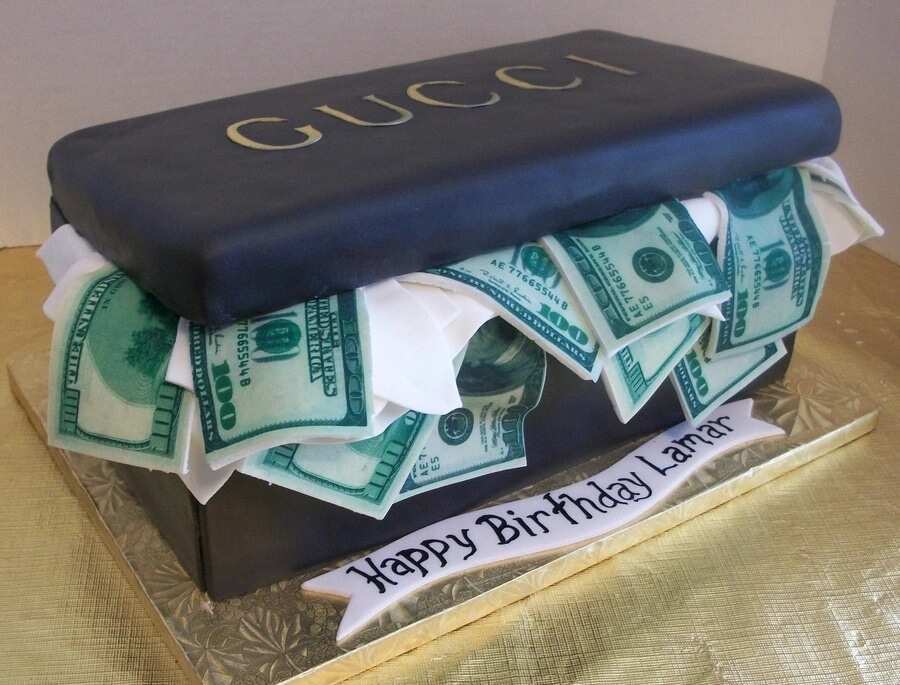 Birthday cake with money