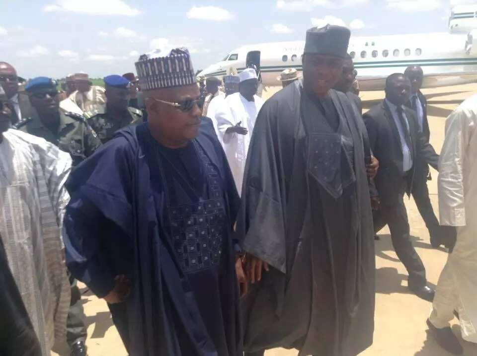 (Photos) Saraki, Senators Land Maiduguri