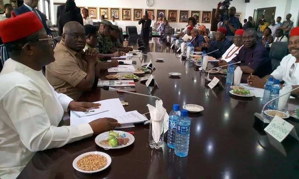 The decision to ban IPOB activities was taken at an emergency meeting held at the Enugu government house. Photo credit: Oriental Times The decision to ban IPOB activities was taken at an emergency meeting held at the Enugu government house. Photo credit: Oriental Times