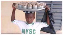Little boy spotted hawking groundnut wears NYSC crested vest (photo)
