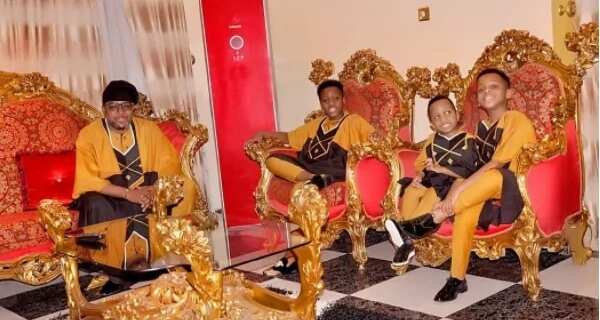 E-Money and his three sons rock matching agbada outfit to celebrate 1m IG followers (photos)