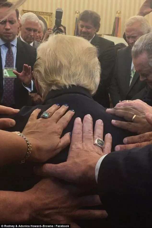 Pastor prays for Donald Trump, lays hands on him