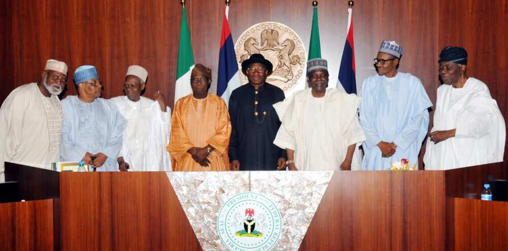 Members of the council of state, Gowon, IBB, Buhari, Obasanjo, Abdulsalami