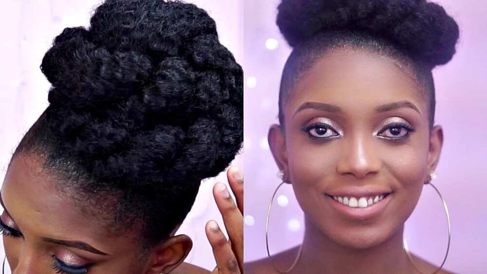 How to pack natural hair in a bun