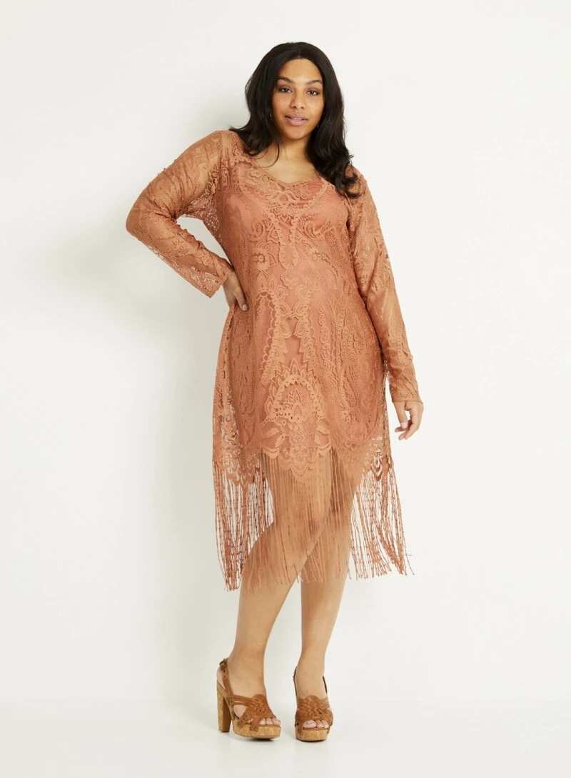 French lace gown for plus size lady