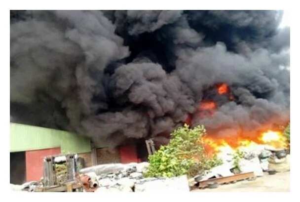 BREAKING: Fire guts Lagos factory, destroys property worth millions of naira