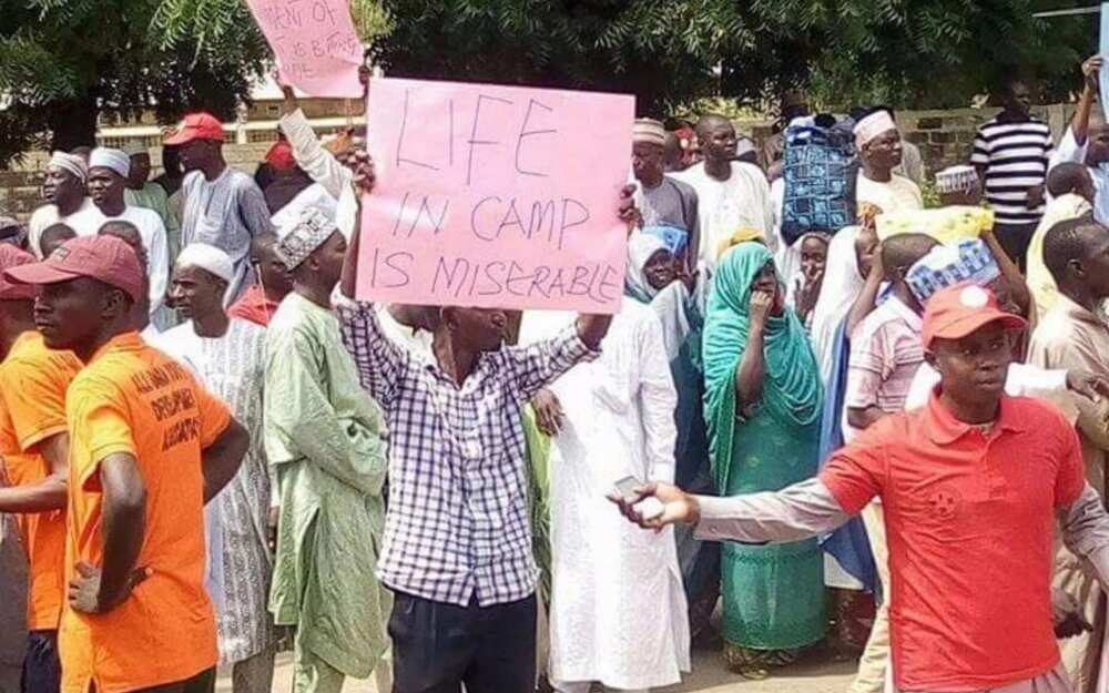 Protest as police stop Bama IDPs from trekking back home Protest as police stop Bama IDPs from trekking back home