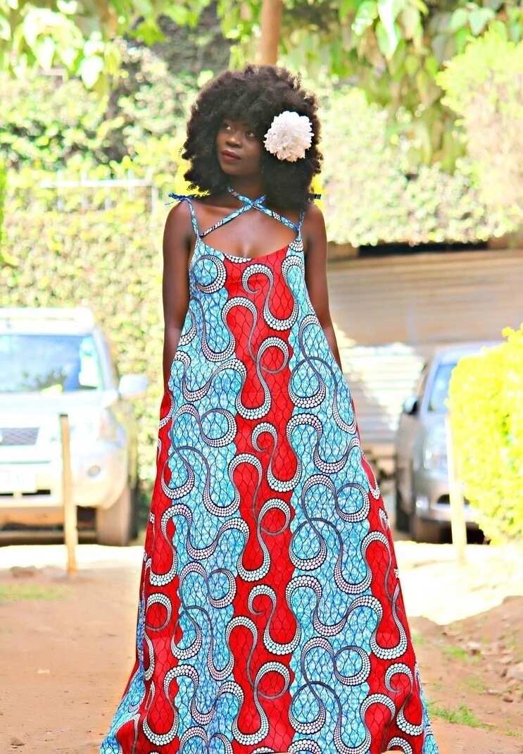 Ankara long dress in ‘marine style’