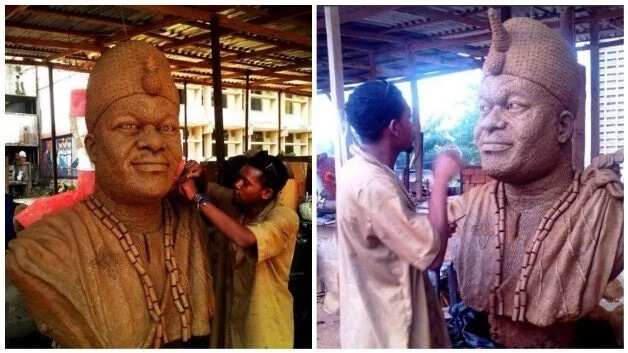 Final year student creates sculpture of the Ooni of Ife for his project (photos)