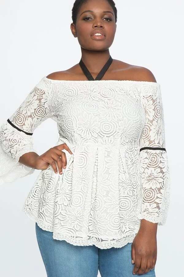 White lace blouse with frills
