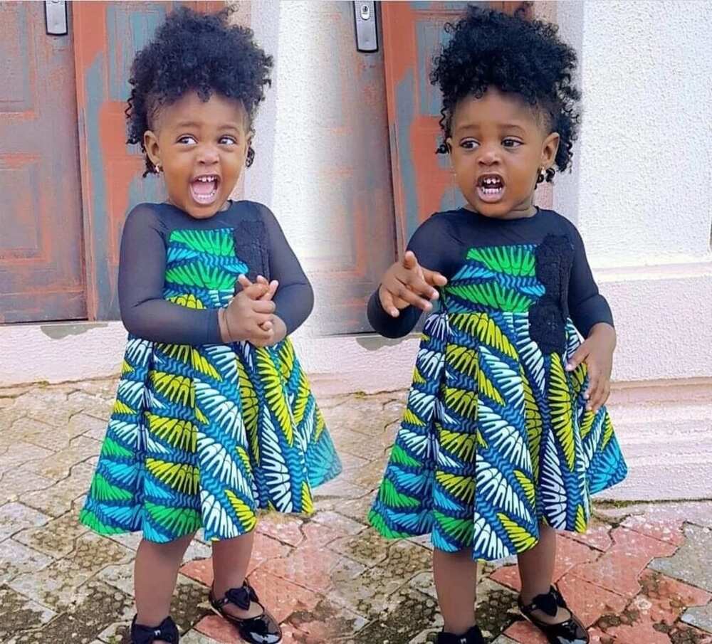 Ankara dress with chiffon and applique for baby girl
