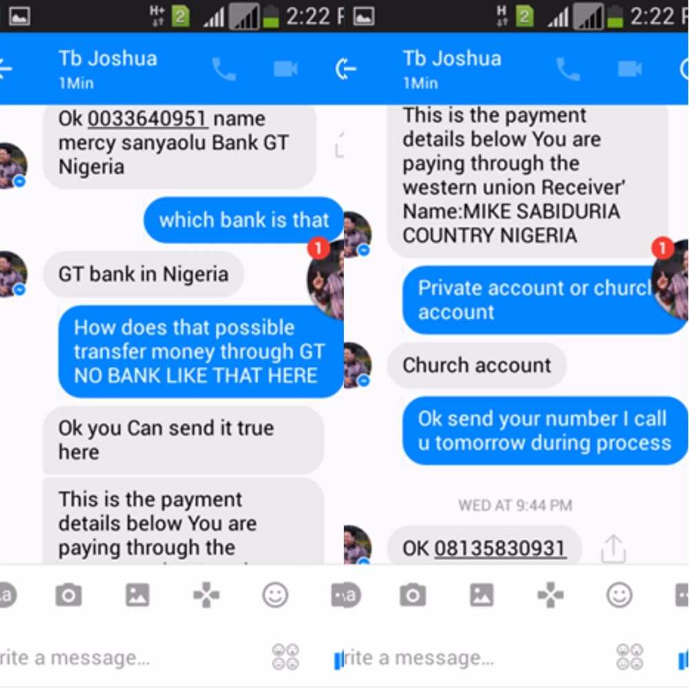 Nigerian man allegedly tries to scam man, claims to be TB Joshua